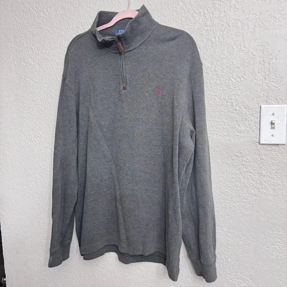 Polo Ralph Lauren Gray Quarter Zip Sweater Men’s XL Cotton Pullover